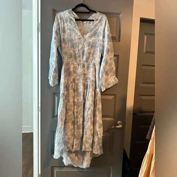 Vince Blue Floral Open Back Dahlia Dress with Pockets NWT Size M - Picture 3 of 6